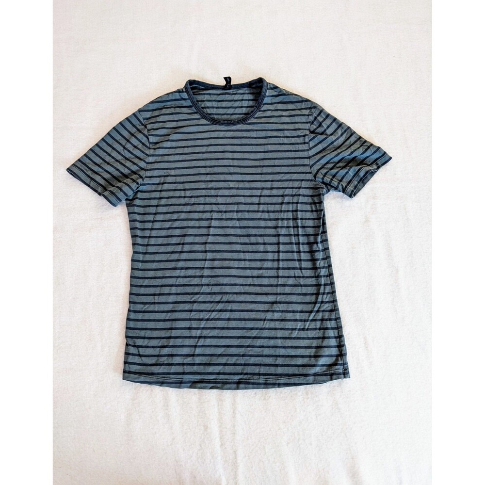 LULULEMON Mens Pima Cotton Short Sleeve Compression T-Shirt Gray Striped Small